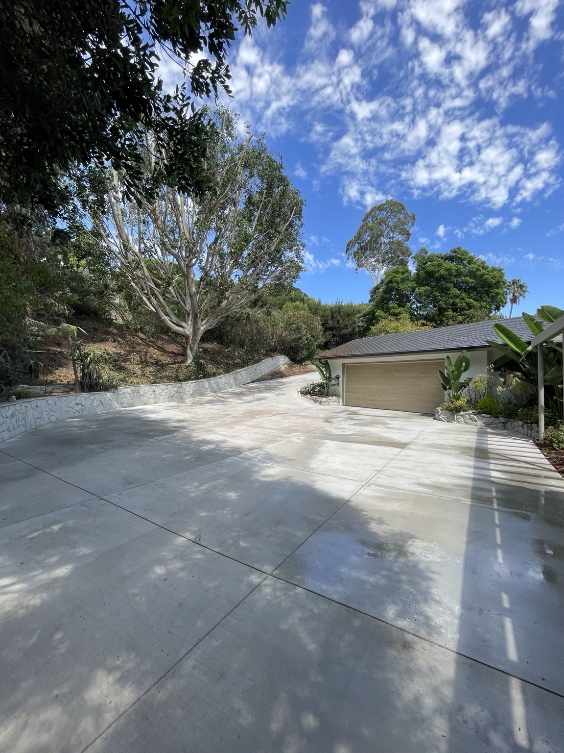Freshly cleaned large residential driveway